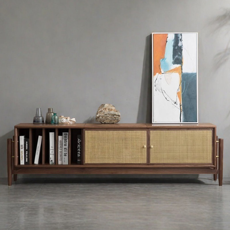 Meuble télé rétro en rotin, 70.86"