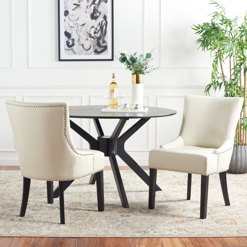 Chaise d'appoint rembourrée Danillie, Similicuir crème