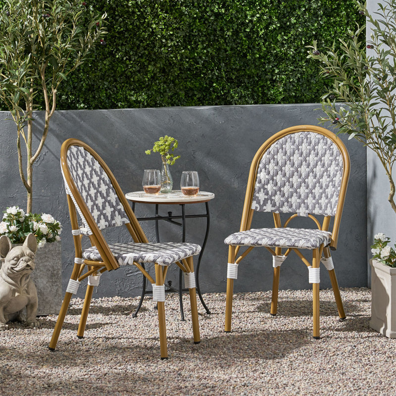Chaises d'extérieur en rotin PE et aluminium, ensemble de 2, Gris