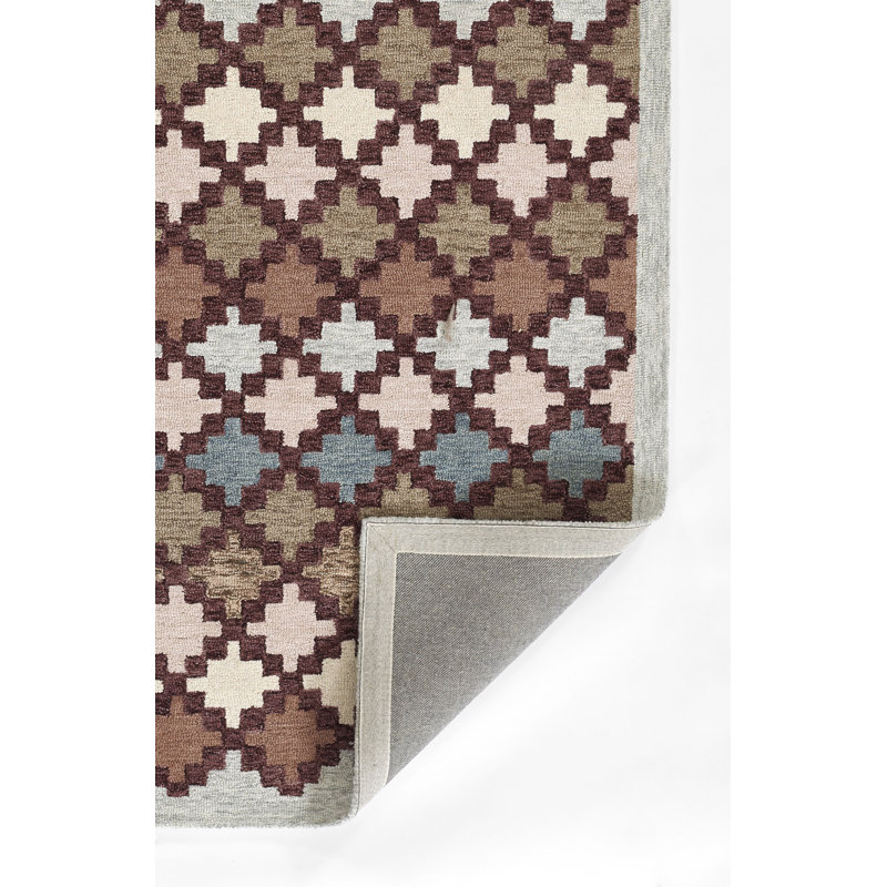 Abbott Hand Tufted Wool Geometric Area Rug in Brown, Rectangle 2' x 3'