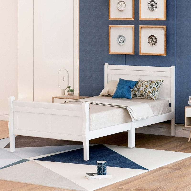 Base de lit plateforme Wood, Simple, Blanc