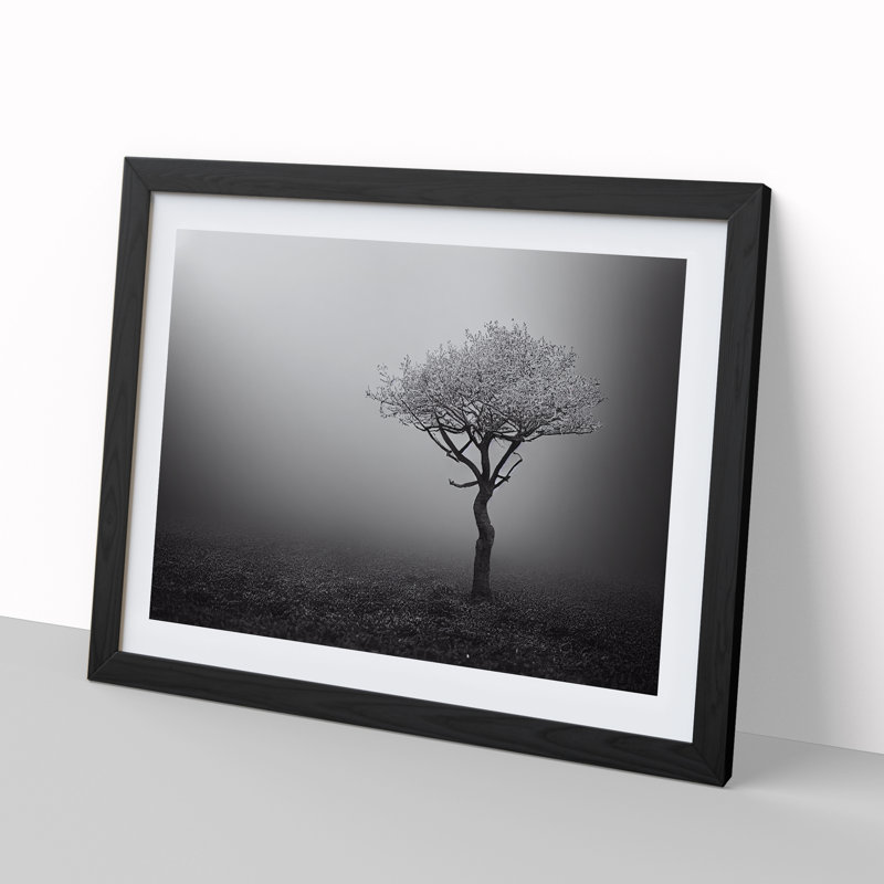 Lonely Tree - Single Picture Frame Print, 46cm H x 64cm W x 2cm D, Black
