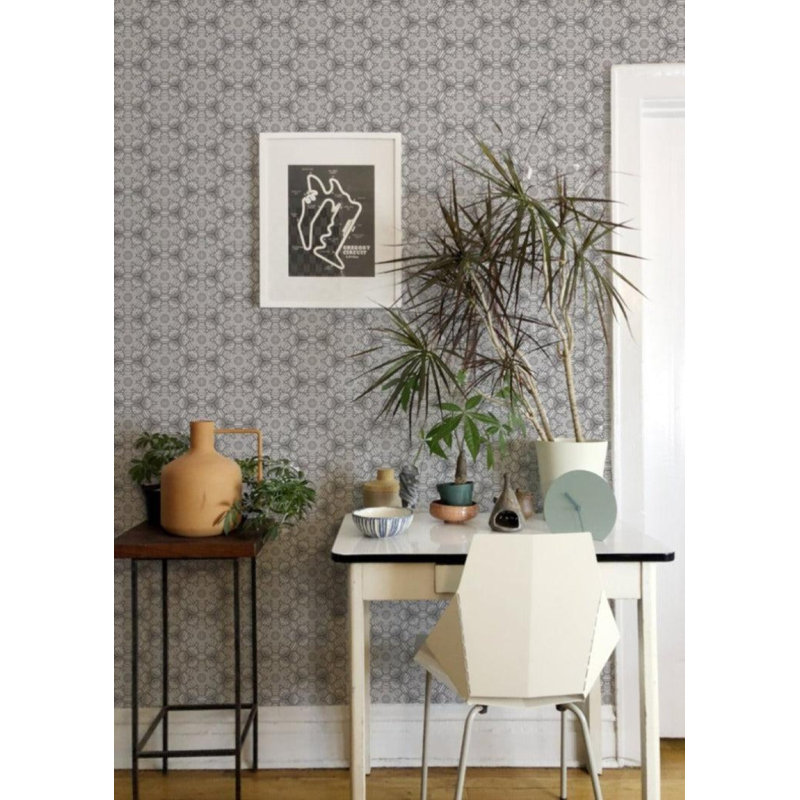 Abra Snow Blossom Small 10' L x 24" W Wallpaper Roll, Non-pasted, Faux Grasscloth