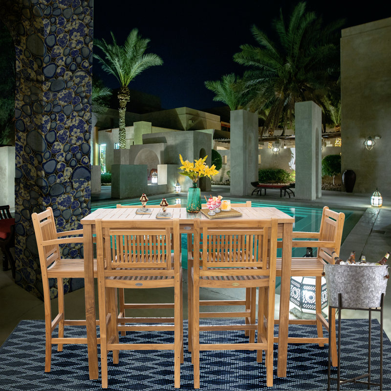 Outdoor 7 - Piece Teak Bistro Set