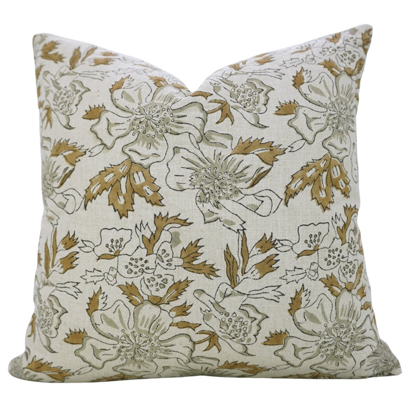 Housse de coussin de style bohème Fab divine - Art imprimé à la main pour la décoration intérieure, feuille de papaye, brun