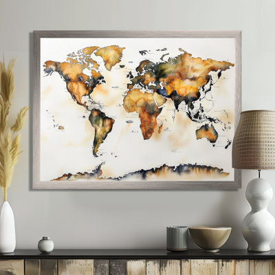 «World Map Watercolors II» - décoration murale carte du monde