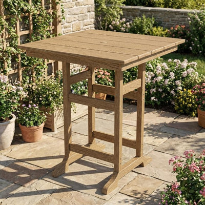 31.5" Square HDPE Tall Pub Table, 39.6"H Weatherproof Patio Bar Table for Poolside & Deck, 300 lb Capacity