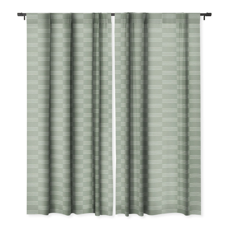 Little Arrow Design Co Ella Triple Stripe 1pc Blackout Window Curtain Panel, 50" W x 96" L, Sage Green