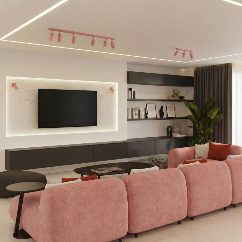 Wall lamp RING white with a switch, 8x16x8 cm, Pink