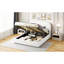 Grand lit confortable en molleton avec rangement hydraulique - Taille du revêtement blanc-1507747127