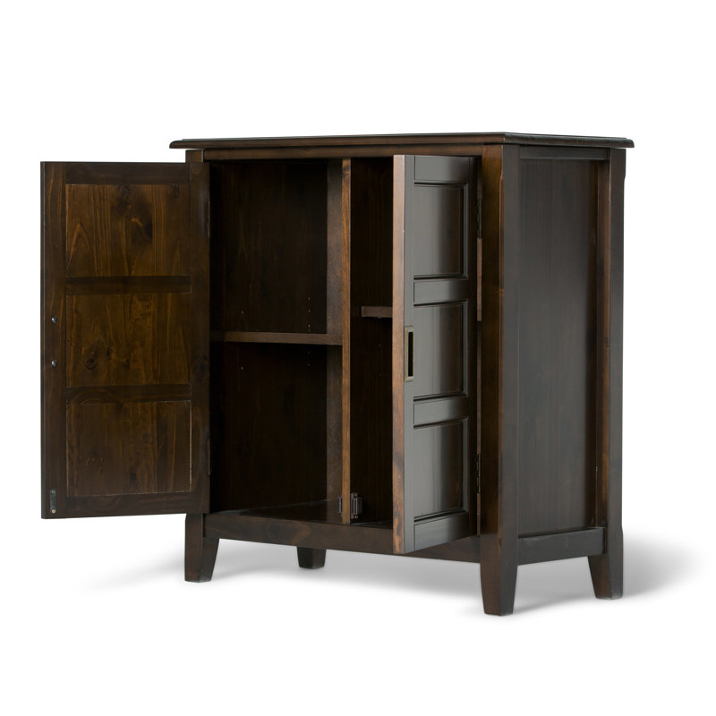 Burlington 30"W Solid Wood 2-Shelf Low Storage Cabinet with Adjustable Shelves, Mahogany Brown