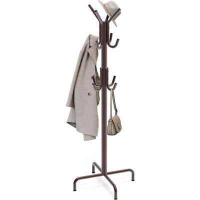 Portemanteau autoportant avec 12 crochets, organisateur en métal robuste, finition bronze