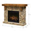 Dimplex Fieldstone Electric Fireplace with Mantel Surround Package - Pine with Natural Stone-look