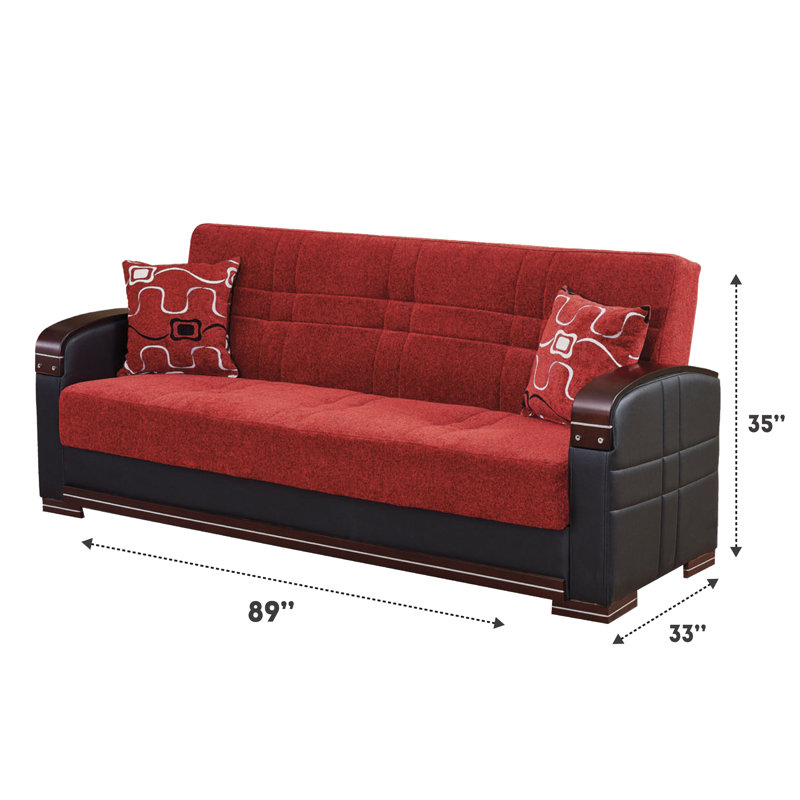 Genagra 86'' Upholstered Convertible Sofa, Red
