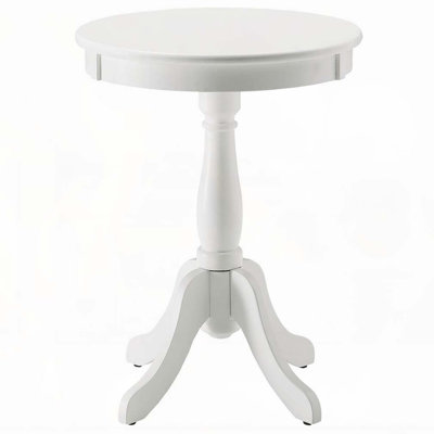 Table d'appoint blanche avec piédestal tourné
