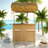 Hawaiian-style Bar Patio Set Included A Table With Canopy And Two High Stools
