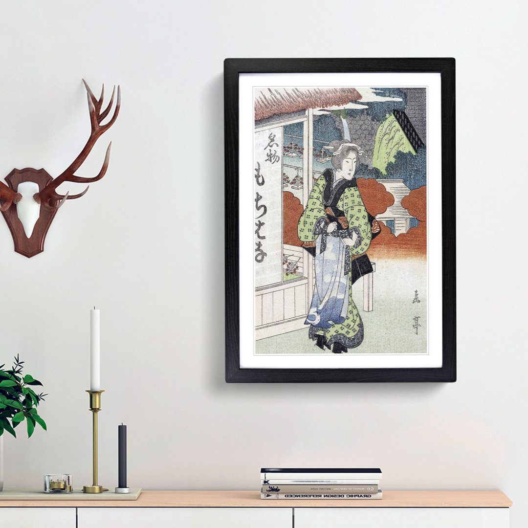 Portrait of a Lady by Yashima Gakutei - Framed Print