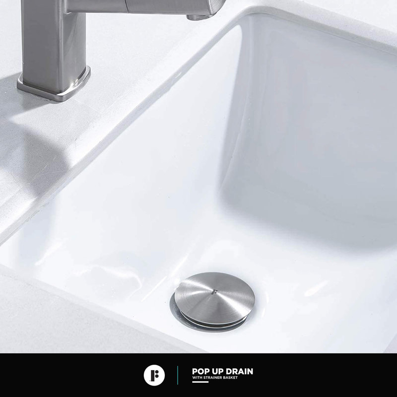 Pop Up Bathroom Sink Drain with Overflow, Satin Nickel