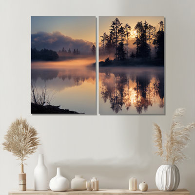 «Morning Fog Over The Lake Sunset I», impressions sur toile traditionnelles