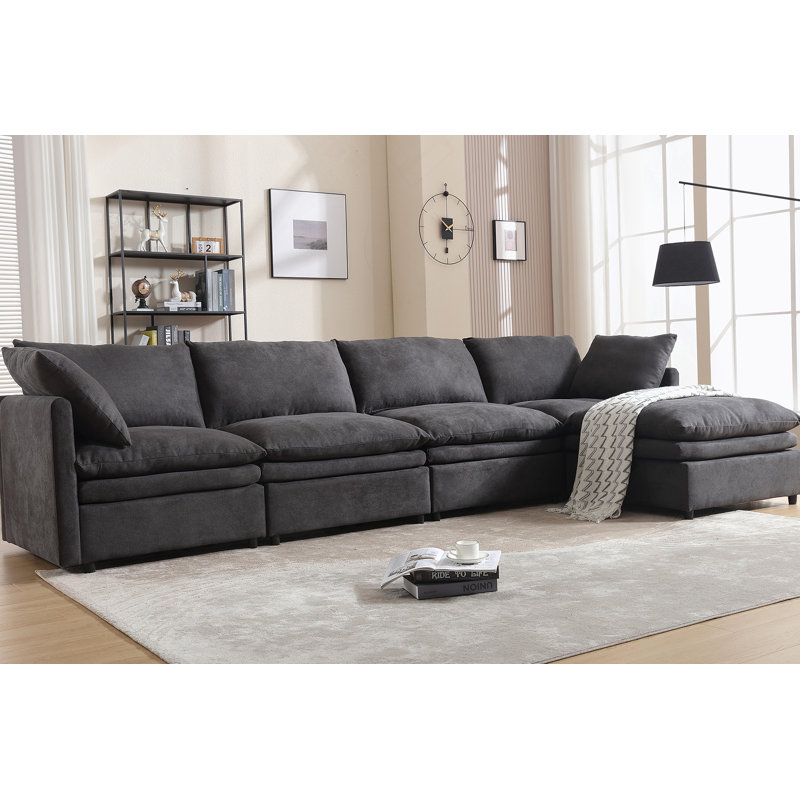 L-Shaped Sectional Sofa, 5-Seat Upholstered Sofa Couch For Living Room