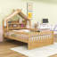 Lit en forme de maison de rêve avec structure de style toit et tablette de rangement-312608914-312608912