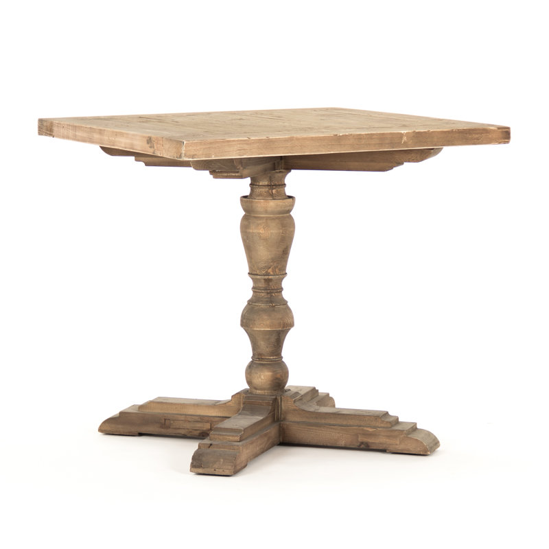 Square Raw Pine Pedestal Coffee Table with Storage