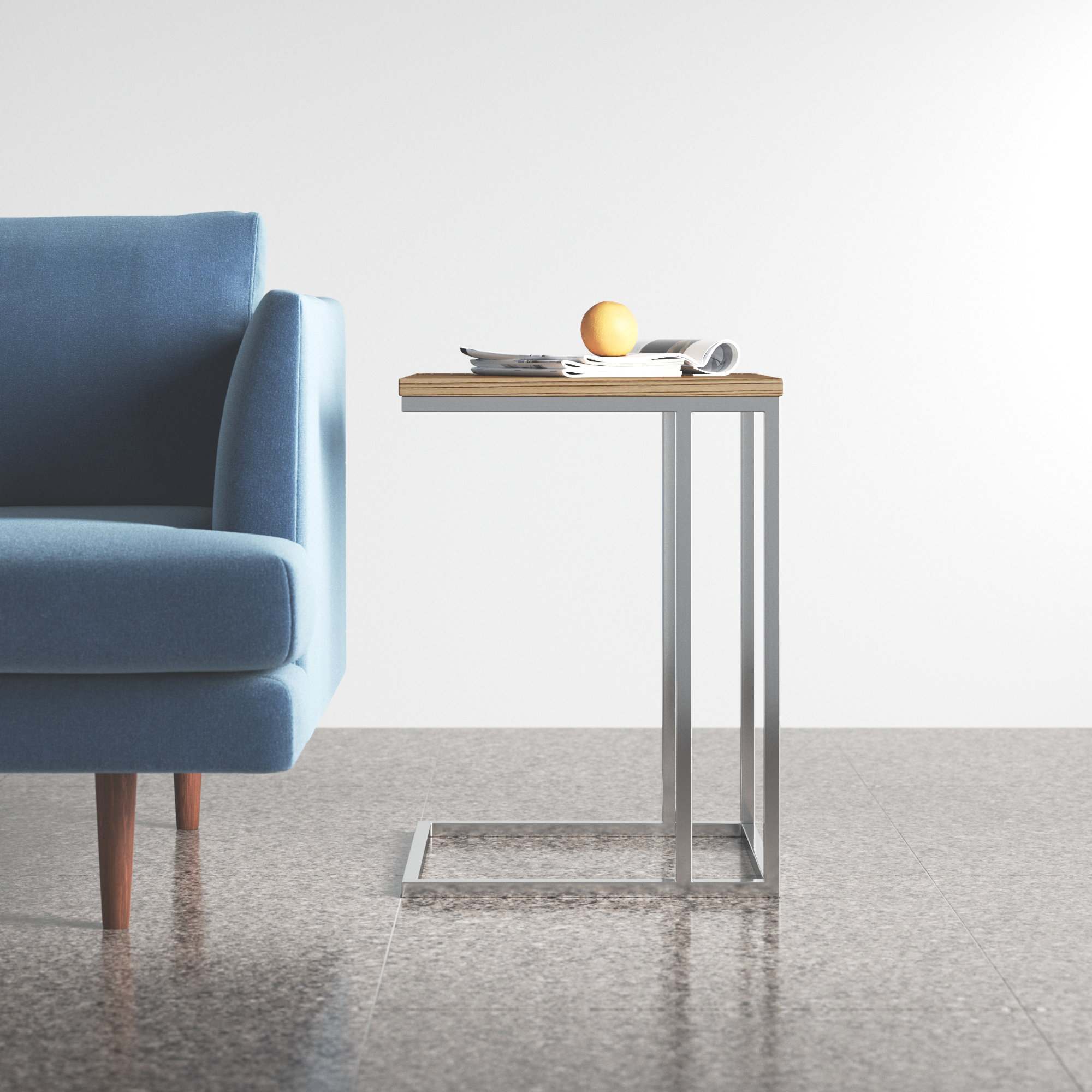 Hampshire End Table, Silver/Zebrano