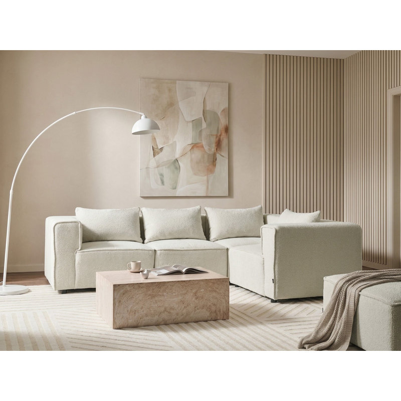 Chandy 4 Seater Boucle Modular Corner Sofa, Left Hand Facing, White Boucle
