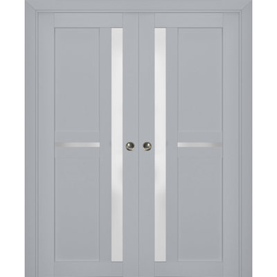 Veregio Frosted Glass Paneled Wood Sliding Closet Doors