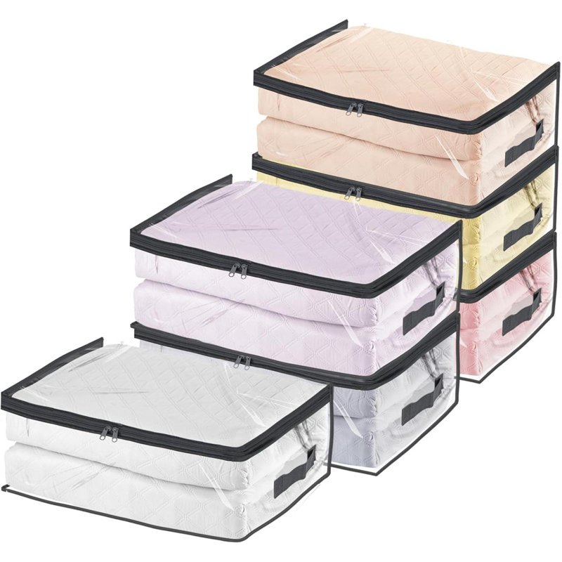 6 pièces de sacs de rangement transparents avec fermeture à glissière, sacs de rangement en plastique pour vêtements de garde-robe, édredons, literie, organisateurs de draps