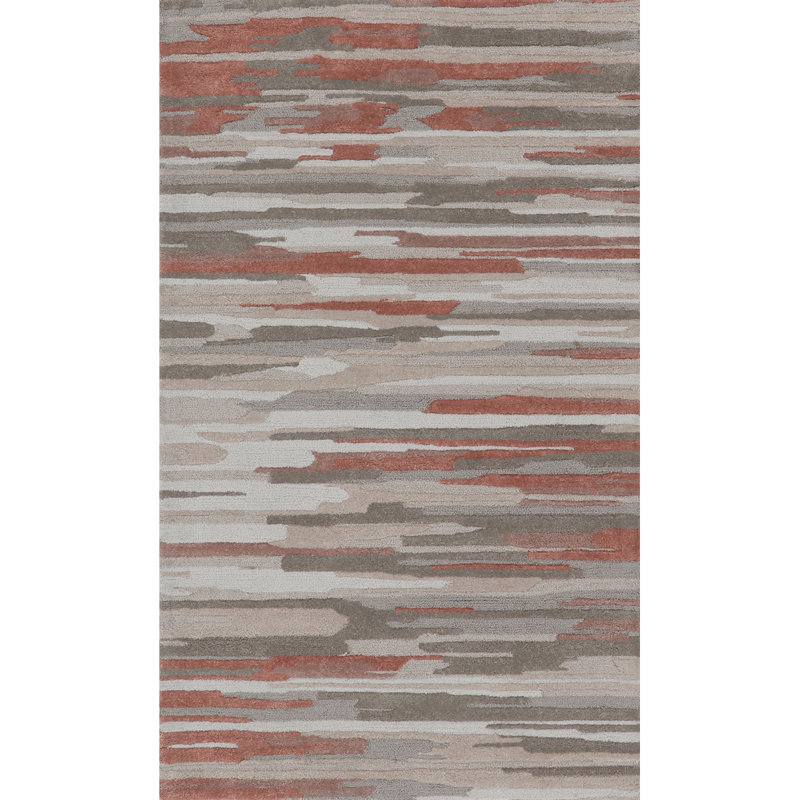 Aspen Hand-Tufted Indoor Rug Abstract Stripe Brown/Red/Beige, Rectangle 3' x 5'