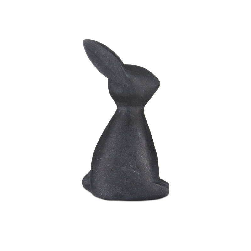 Figurine de lapin en marbre noir