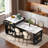 Fluted Kitchen Island With Extendable Dining Table, Power Outlet,  Double-side Storage, 2 Drawers And 2 Side Open Shelves-1171106088