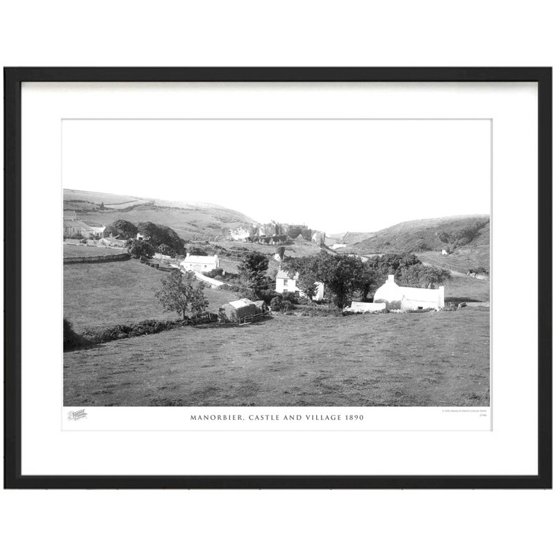 Manorbier, Castle And Village 1890 by Francis Frith - Single Picture Frame Print, 60cm H x 80cm W x 2.3cm D