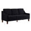 Canapé confortable en velours moderne pour le salon - Luxueux fauteuil 3 places noir avec coussins amovibles