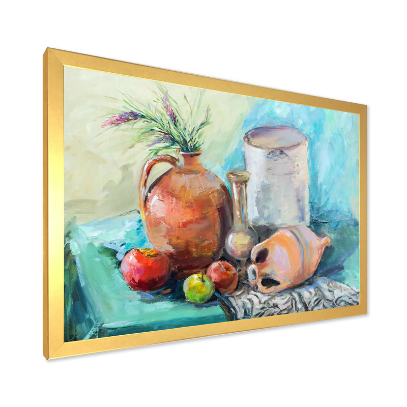 «Fruit Table Impressionism II - Farmhouse», art mural sur toile, H 12 po x l 20 po x P 1 po, Encadrement doré