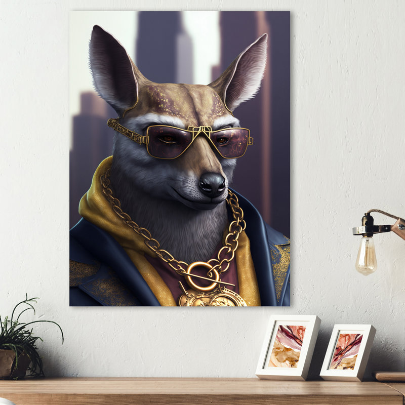 «Kangaroo Gangster in NYC», impression sur toile, H 40 po x l 30 po x P 1,5 po, Toile tendue