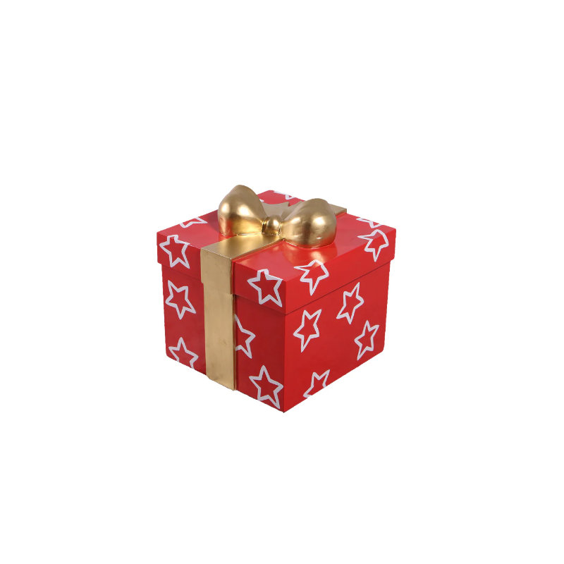 Statue Naquan petit cadeau rouge avec étoiles