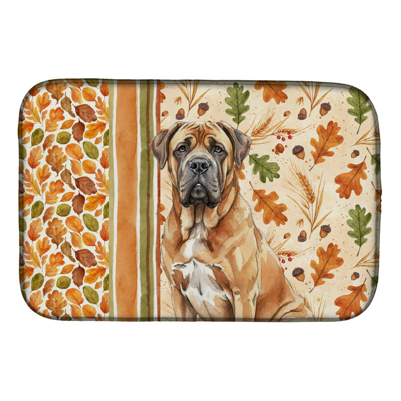 Neapolitan Mastiff Heirloom Fall Dish Drying Mat, Yellow