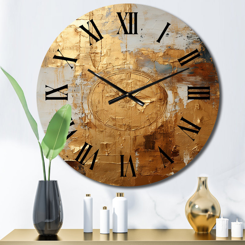 Horloge murale, décor abstrait doré rétro - Ensemble rétro doré II, Moyenne