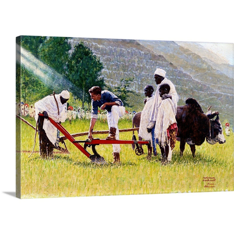 Norman Rockwell, art de la toile, Corps de la paix en Éthiopie, H 12 po x l 18 po x P 1,25 po, Toile tendue