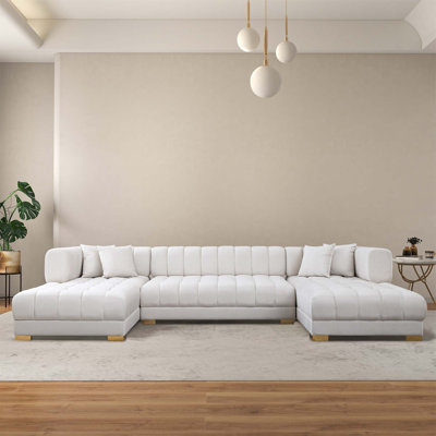 Luxueux canapé d'angle en velours pour une détente et un style ultimes