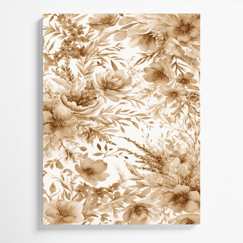 "Watercolor Floral 93", art mural sur toile brune, 20" H x 24" W