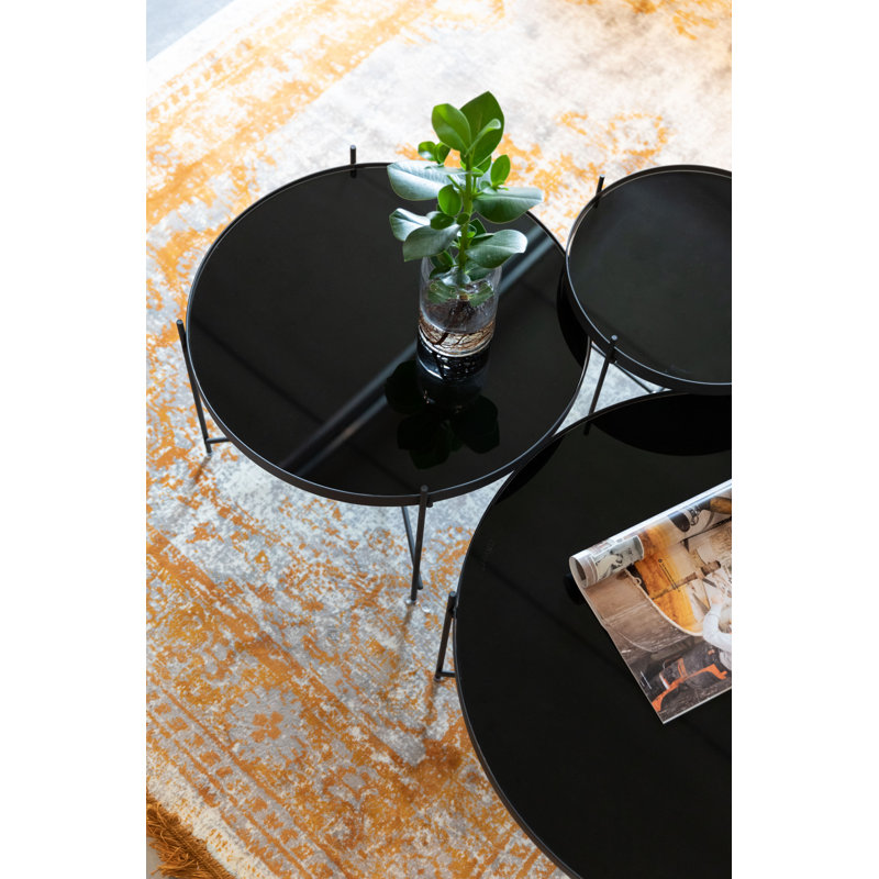 Cupid Glass End Table, Black, 16"H x 25"W x25"D