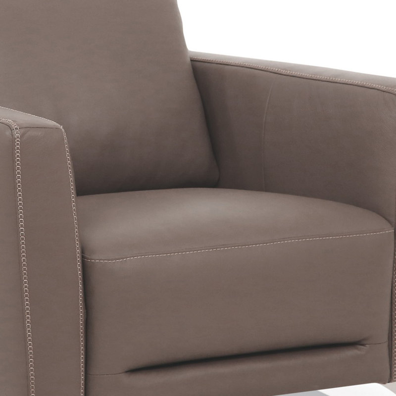 Fauteuil en cuir Aaronette, Cuir véritable taupe
