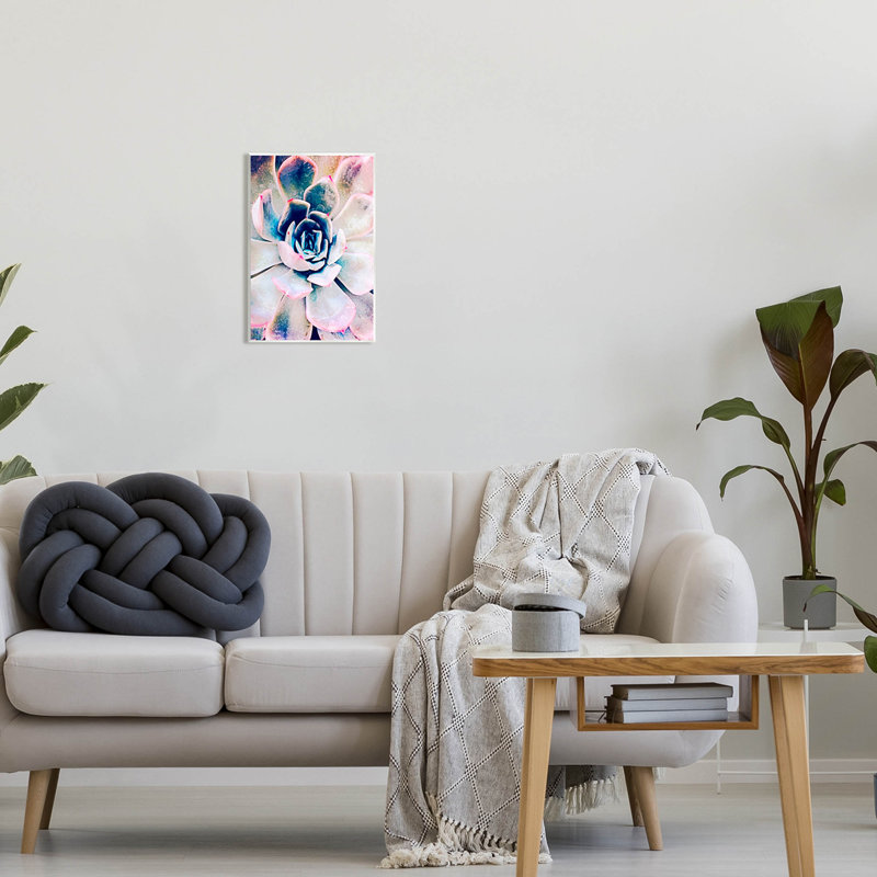 Modern Botanical Succulent Wall Plaque in Multicolor MDF Wood