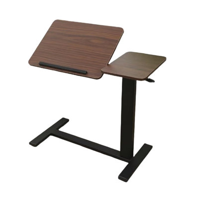 Adjustable Bedside Desk - Table With Wheels, Tilting Tray For Laptop And Reading, Walnut Black, Versatile Use Folding Desk, Mobile Rolling Stand Function Height Laptop, Bed, Color, Ideal Mother's Day