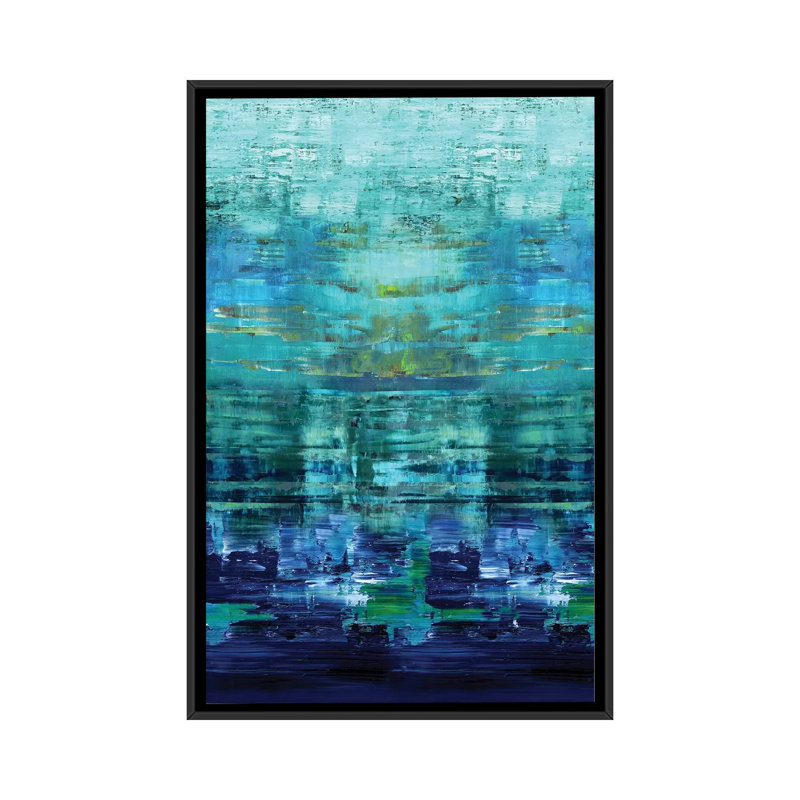 «Aqua Reflections» par Allie Corbin - reproduction d'art sur toile tendue, H 26 po x l 18 po x P 1,5 po, Pas de tapis