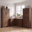 Armoire de cuisine de 180 cm de haut, de style ferme, à texture en relief, autoportante, avec 3 compartiments coulissants, 6 étagères de porte et 2 tiroirs, idéale pour la cuisine ou la salle à manger.-1334493890-1334493895