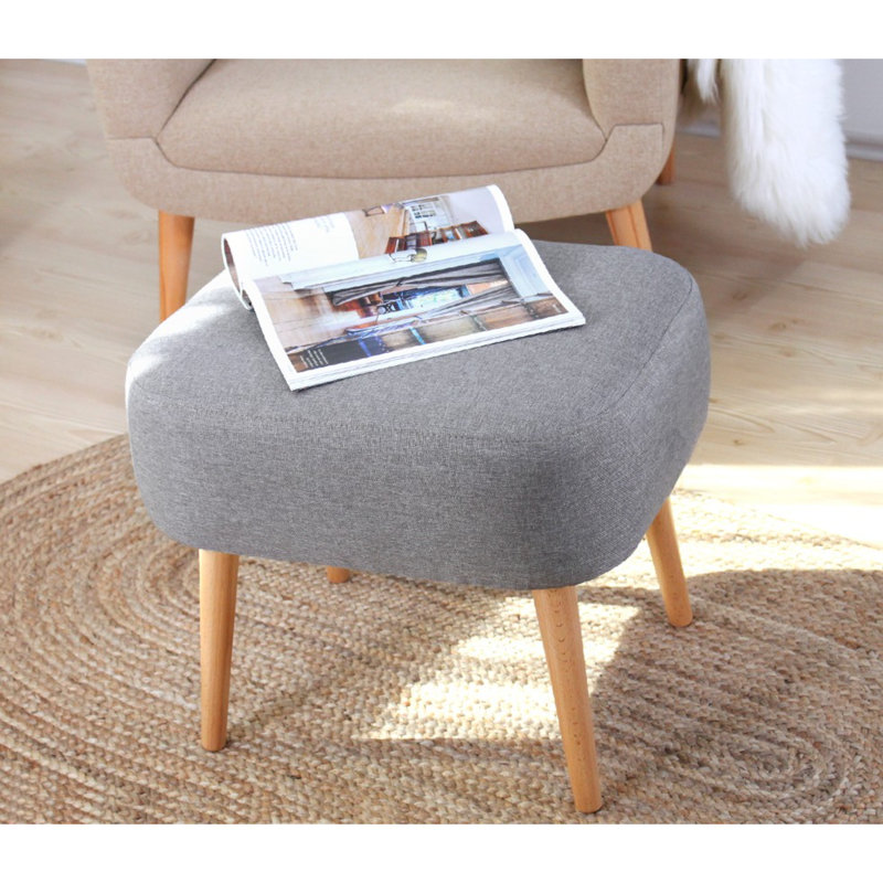Siège-pouf élégant, gris, 19,7 po x 16,9 po x 16,5 po | Housse 50% coton / 50% lin, éponge orthopédique 35 pouces, 2.0 pouces, pieds en bois robustes | Parfait pour les décors bohémiens, scandinaves et d'hôtel